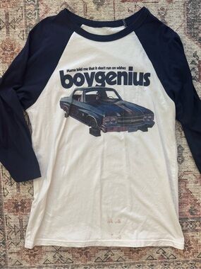 Boygenius Graphic Raglan Tee - White & Navy Band Tee
